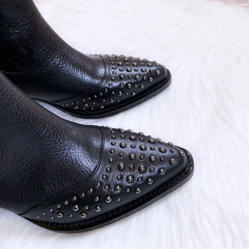 Botkier Tammy Studded Black Leather Western Boots - Picture 5 of 9